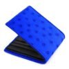 Portefeuille en autruche véritable bleu indigo et noir