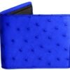 Portefeuille en autruche véritable bleu indigo et noir – Image 2