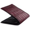Portefeuille en alligator véritable bordeaux et noir