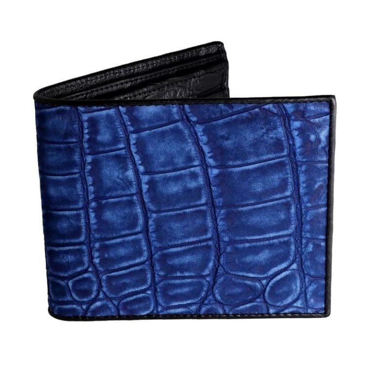 Porte-monnaie En Cuir D'alligator Noir - Style Vintage Italien - Neuf Ancien Stock (non Utilisé)